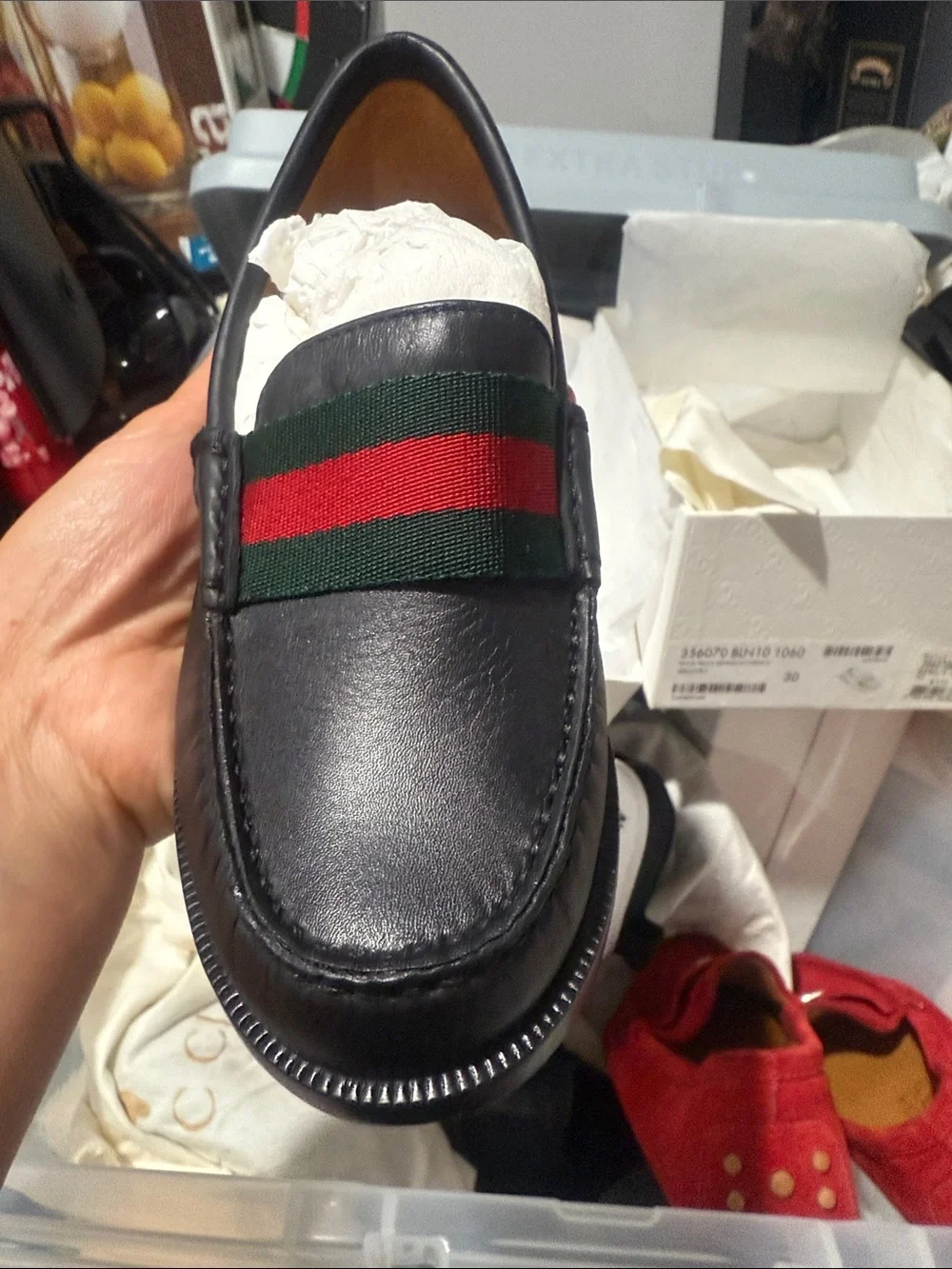 Gucci Black Leather Men’s Loafers with Red & Green Web Stripe